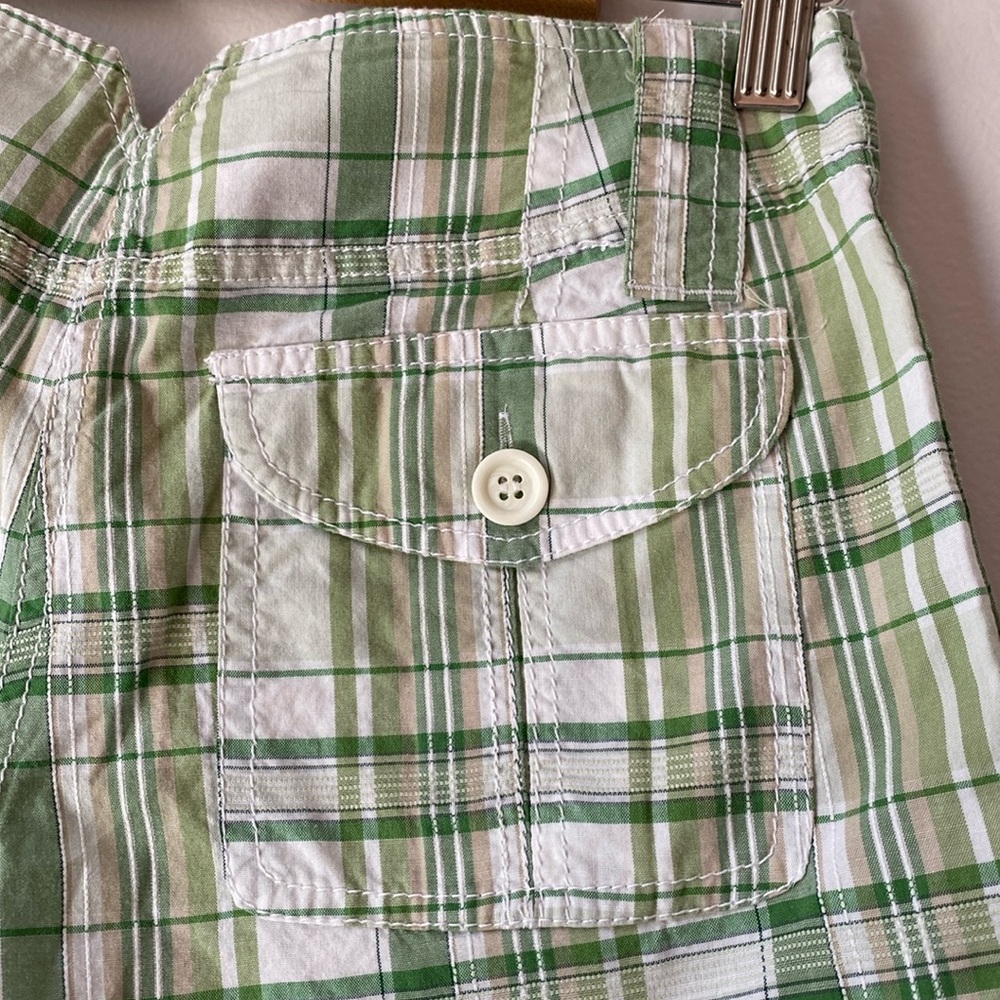 INC International Concepts green and white 100% cotton plaid shorts, size 4 - Picture 7 of 7
